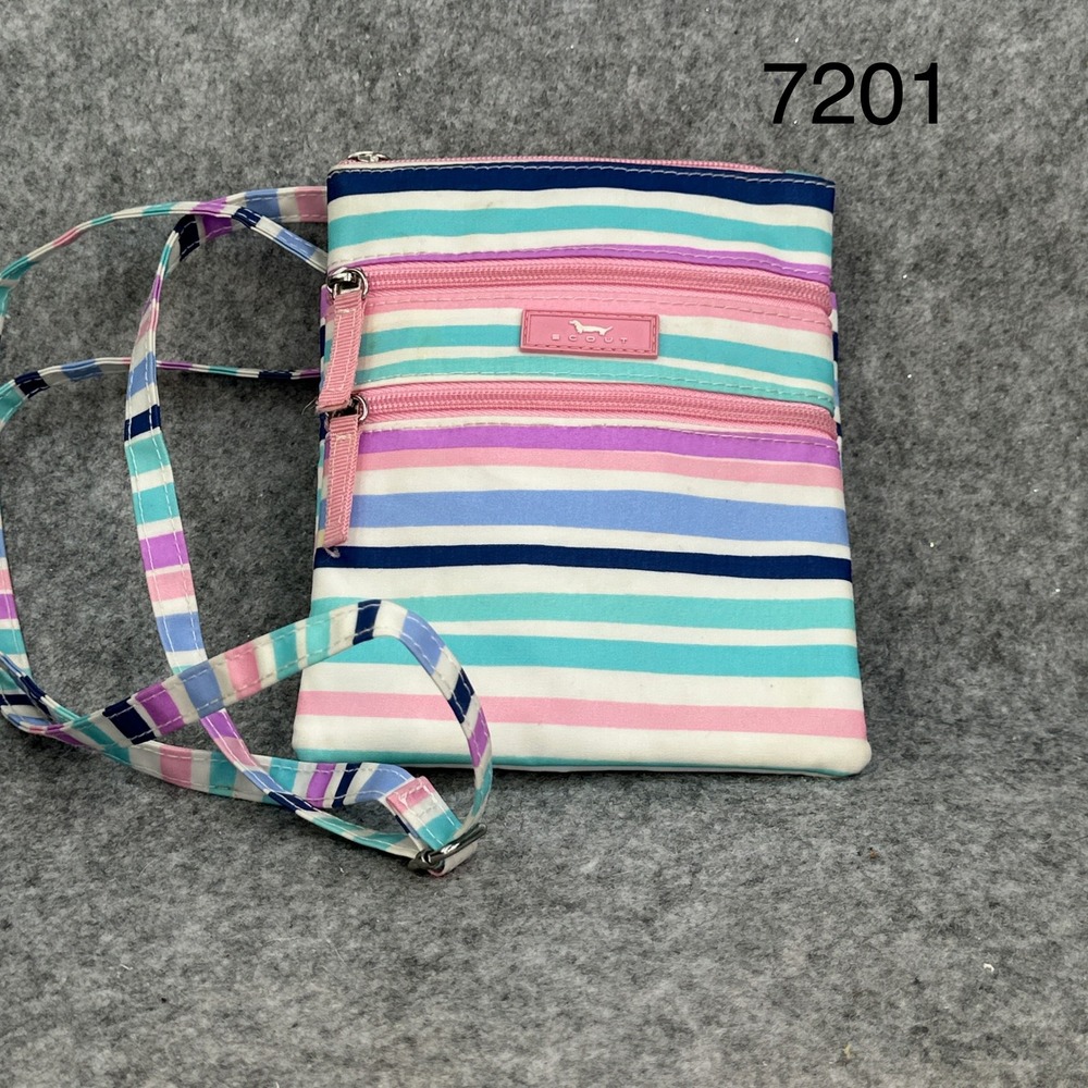 Scout Sally Go Lightly Crossbody Bag Pastel Stripe Lightweight Nylon Travel